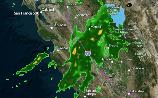 Over a week long dry stretch has ended in central California as a quick-hitting storm moves through. Track the rain on radar: ow.ly/GQMm30ortF8