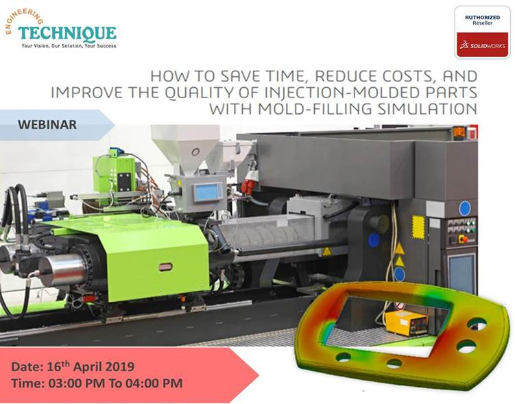 engg_technique's tweet image. Few hours left to register for #SOLIDWORKSPlastics #webinar.  
Register now at bit.ly/2KheewO and discover how to save time, reduce costs, and improve the quality of injection-molded parts with mold-filling simulation.  
#solidworks #solidworks2019