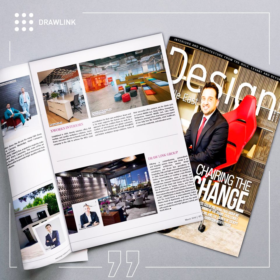 drawlinkco's tweet photo. In the News / Design Middle East Magazine: Draw Link was featured and listed as one of the leading fit-out companies in the region. The listing was based on each company's projects, accomplishments and future plans.
Read full article at https://t.co/1BMlrCELEm #dubai #drawlink https://t.co/RXpRLQ4FuB