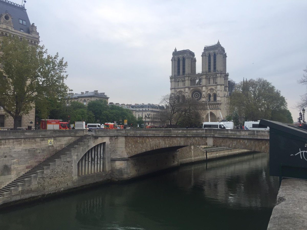 EdLlewellynFCDO's tweet photo. Debout. Et toujours belle. Notre-Dame de Paris ce matin. Hommage aux pompiers qui ont travaillé toute la nuit, et qui travaillent toujours https://t.co/TYZxuuB2i8