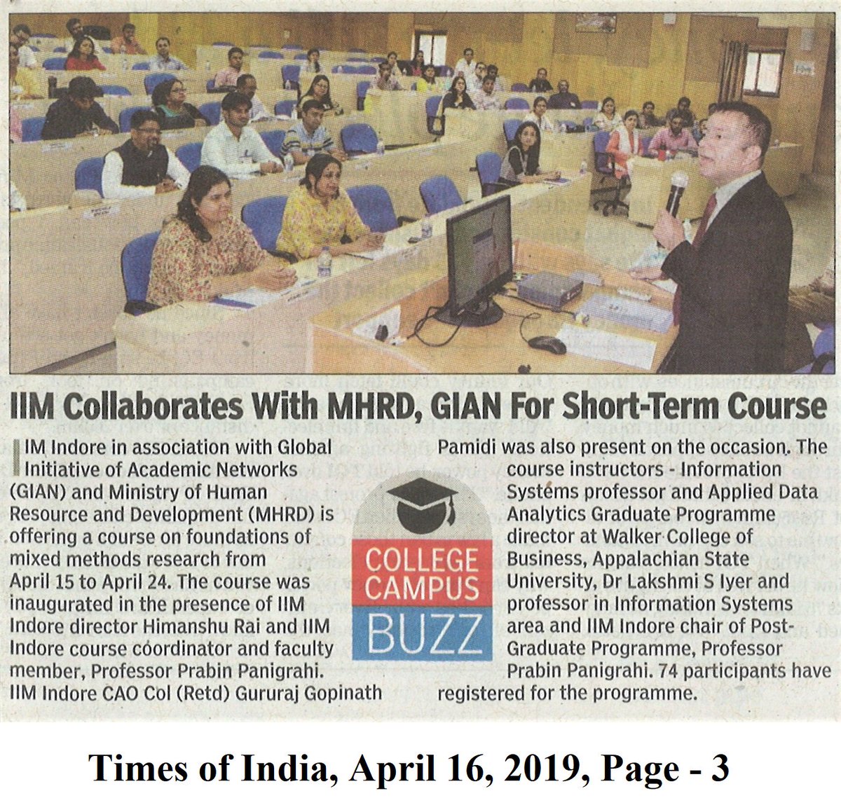 IIM_I's tweet photo. And here begins the Course on Foundations of Mixed Methods Research by @IIM_I &amp; #GIAN @HRDMinistry 

#News #Coverage #IIM #IIMI #IIMIndore @askhimanshurai #Workshop #Research #Methods #Scholars #Education #ResearchWork #PhD #Thesis #Researchers #Researchpaper https://t.co/0WzxD9SCgV