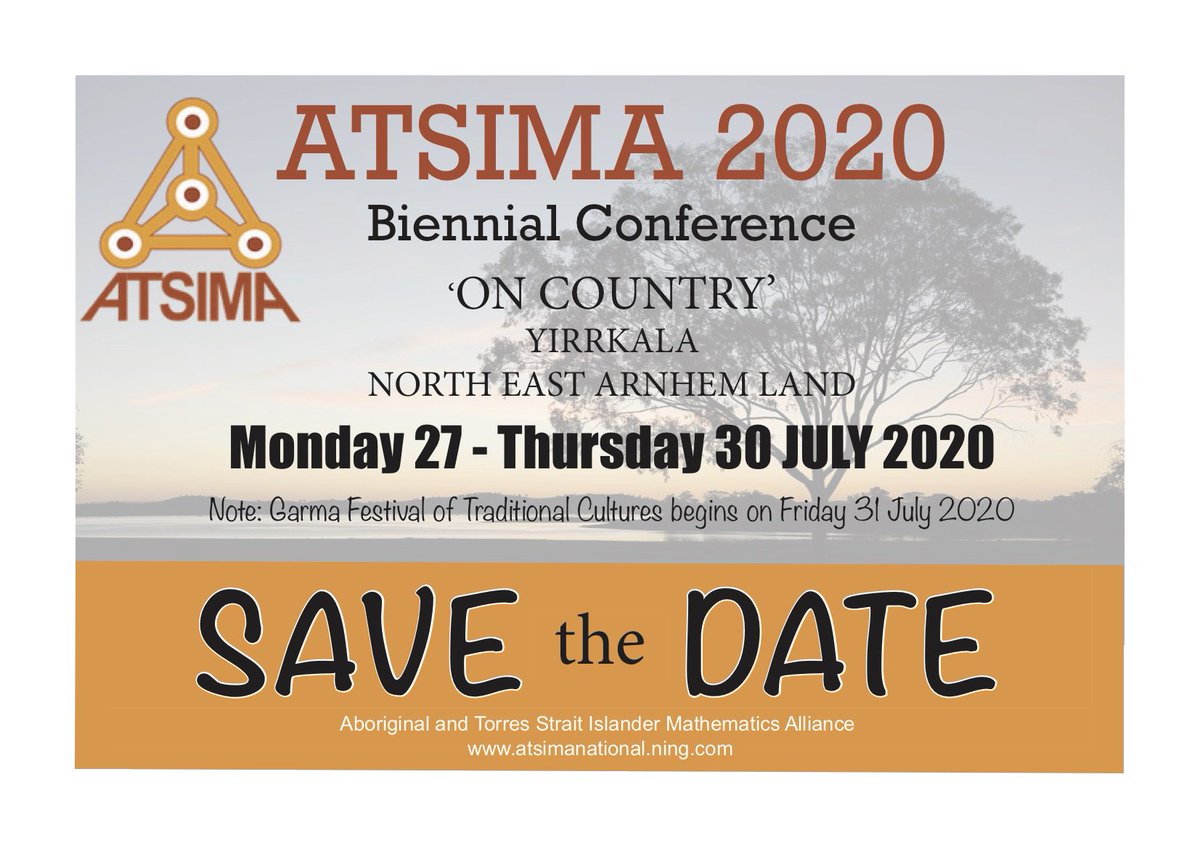 atsimaAU's tweet image. The ATSIMA 2020 conference will be ‘On Country’, Yirrkala, North East Arnhem Land. This will be the first mathematics education conference held in a Yolngu Community providing participants the opportunity to be immersed in a Yolngu Community, in Yolngu Language and Culture.