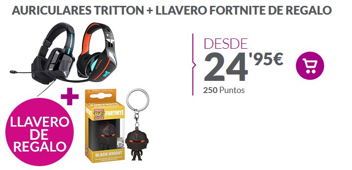 VideojuegosGAME's tweet image. Si te gusta #Fortnite, te van a gustar estos auriculares #Tritton, ¡solo en GAME te llevas de regalo un llavero Funko POP del juego al comprar unos auriculares de nuestra selección desde solo 24,95€! 🎧🎁 

game.es/OFERTAS/PACK/P…