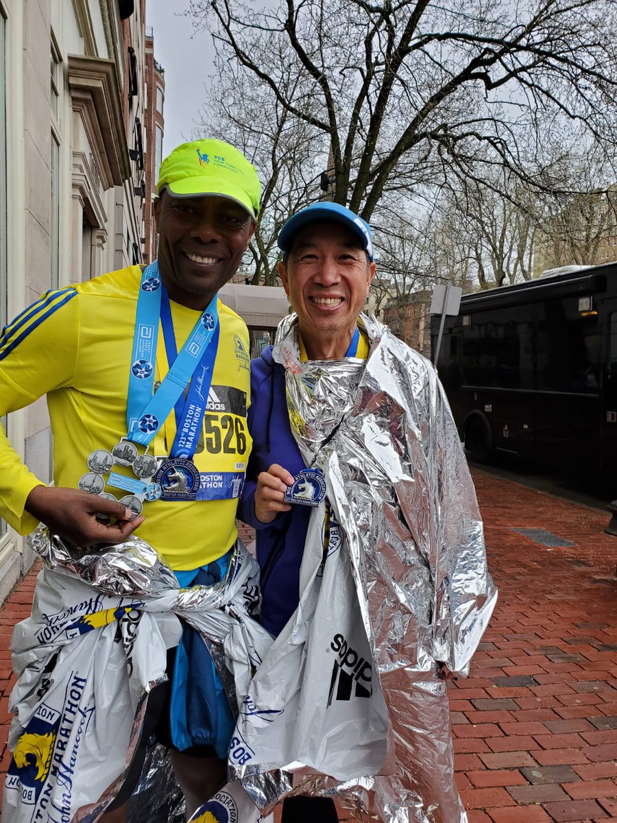 ImpactAfricaLtd's tweet photo. Update: @emungai_m Finally did it. Fun fact he is the 5th Kenyan to have all the 6 starts for running at the Major marathons. This one is special congratulations sir!  🎉🎊 #BostonMarathon2019 #EdwardMungai #SixstarGeneral #Kilometers4Impact https://t.co/VfslMMQnxZ