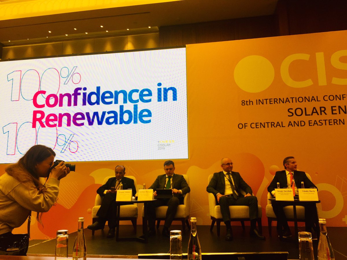 Natalie_Sam's tweet photo. #cisolar2019 great progress with solar in Ukraine. The start of a solar marathon day #SolarEnergy #centraleasterneurope. Renewables integration challenges #risks discussed #Solarauctions @IB_Centre https://t.co/DxvMp1fHeR