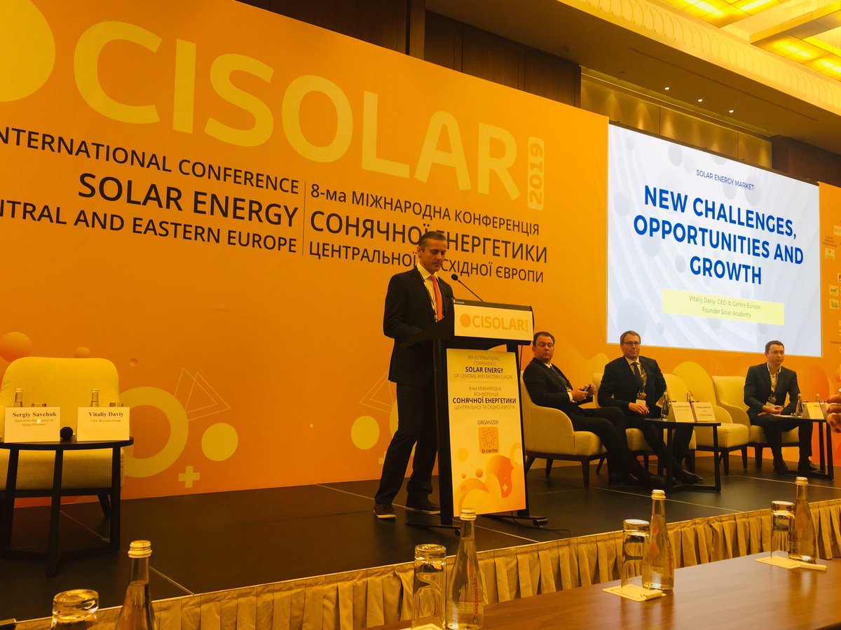Natalie_Sam's tweet photo. #cisolar2019 great progress with solar in Ukraine. The start of a solar marathon day #SolarEnergy #centraleasterneurope. Renewables integration challenges #risks discussed #Solarauctions @IB_Centre https://t.co/DxvMp1fHeR