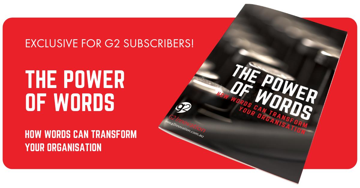Exclusive! Get our updated ebook - The Power of Words. Sign up to our Newsletter: g2innovation.com.au/email-subscrib…
#goinnovate #powerofwords #innovation #designthinking #innovationtools #humancentred #humancentreddesign #cx #ux