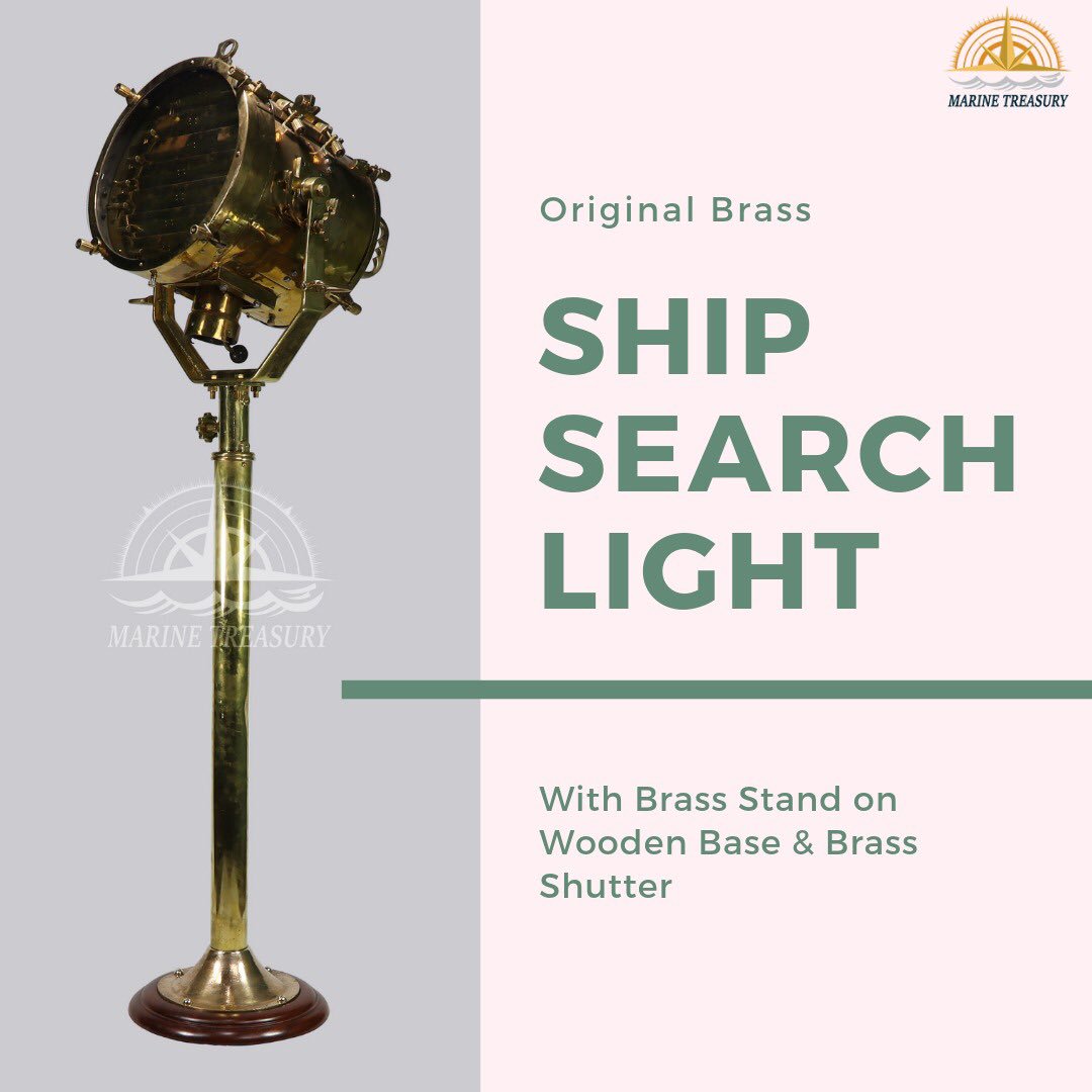 MarineTreasury's tweet photo. Stand tall with this salvaged #masterpiece with original fittings๐ฏ๐๐ป๐ข
Call or #WhatsApp 9833444921 for inquiries or visit https://t.co/JiC0v6bcrD
#SearchLight #salvage #parts #brass #stand #wood #unique #blemished #vintage #nautical #lights #lamps #restaurant #home #decor https://t.co/SmUuS6bpMI