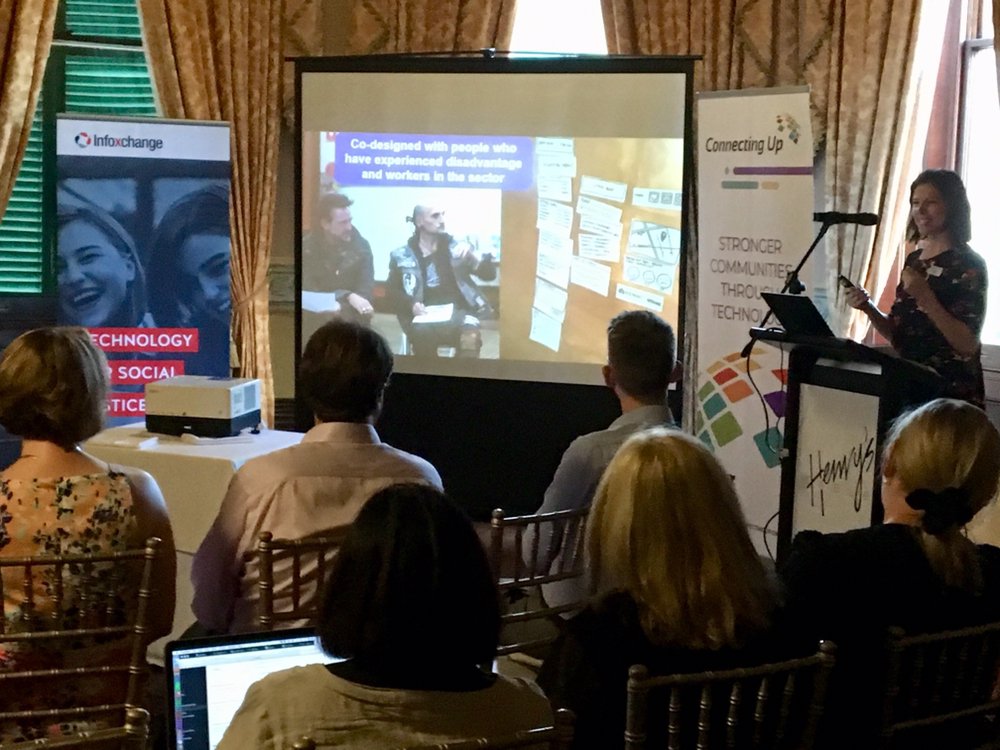 ConnectingUp's tweet image. Jess Perrin showcasing the amazing #AskIzzy - and it’s relevance and increased impact with SA collaboration - at the @ConnectingUp and @Infoxchange Tech for Social Impact in SA event today in Adelaide. #techpotential #techforsocialimpact