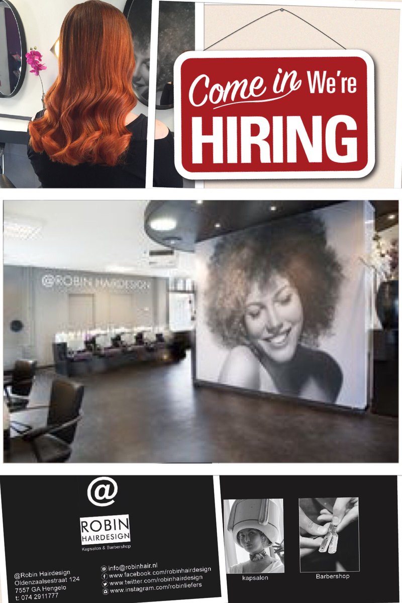 ⬇️ Vacature ⬇️. Kom jij gezellig bij ons werken? Wij hebben plek voor een leuke nieuwe collega. 24-32 uur. Hou jij van knippen en veeeel kleuren? Stuur dan een mailtje naar info@robinhair.nl met je motivatie en foto.  #vacature #kapper #zoekjewerk #kapperhengelo #robinhairdesign