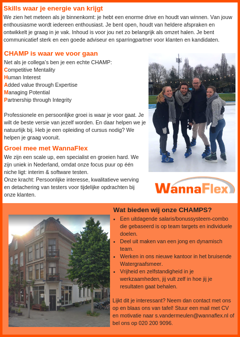 WannaFlex's tweet photo. Wij zoeken een gedreven, enthousiaste account manager die ons team komt versterken in Amsterdam! Nieuwsgierig hoe het is om bij ons te werken? Lees dan snel verder! https://t.co/7NPyhU9yf2 https://t.co/Ej7fVC9OGl