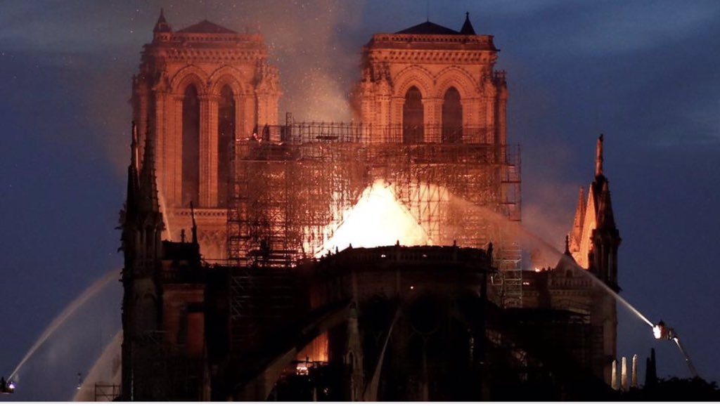 Sam_Dury's tweet photo. I don’t know if anyone has drawn the comparison yet back along ‘Disney’ predicting the future..
Last night was a resonation of my childhood when the towers and spire of Norte Dame burnt... 
Disney, you’ve predicted the future once again.1996 - 2019 😢#NotreDamedeParis #Paris https://t.co/UG5IVTYxCE