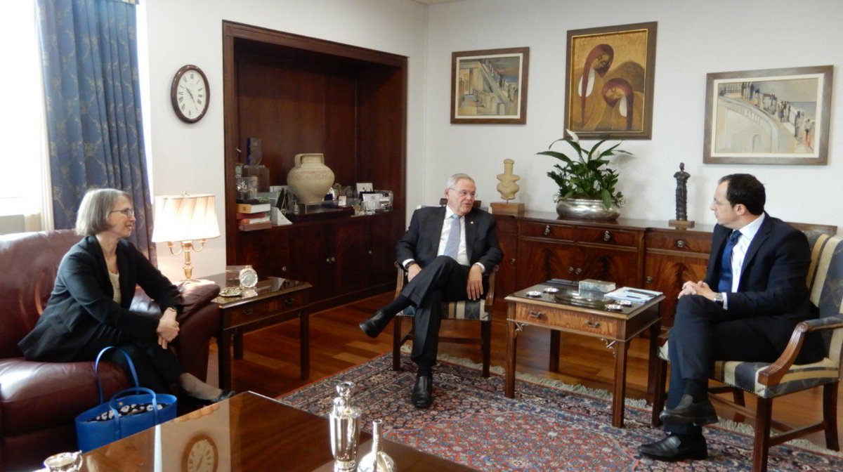As always, a warm and positive exchange between Foreign Minister  <a href="/Christodulides/">NikosChristodoulides</a> and <a href="/SenatorMenendez/">Senator Bob Menendez</a>, Ranking Member of the #US Senate Committee on #ForeignRelations, who is currently visiting #Cyprus. 
#ITAR #EastMed #Cyprusproblem