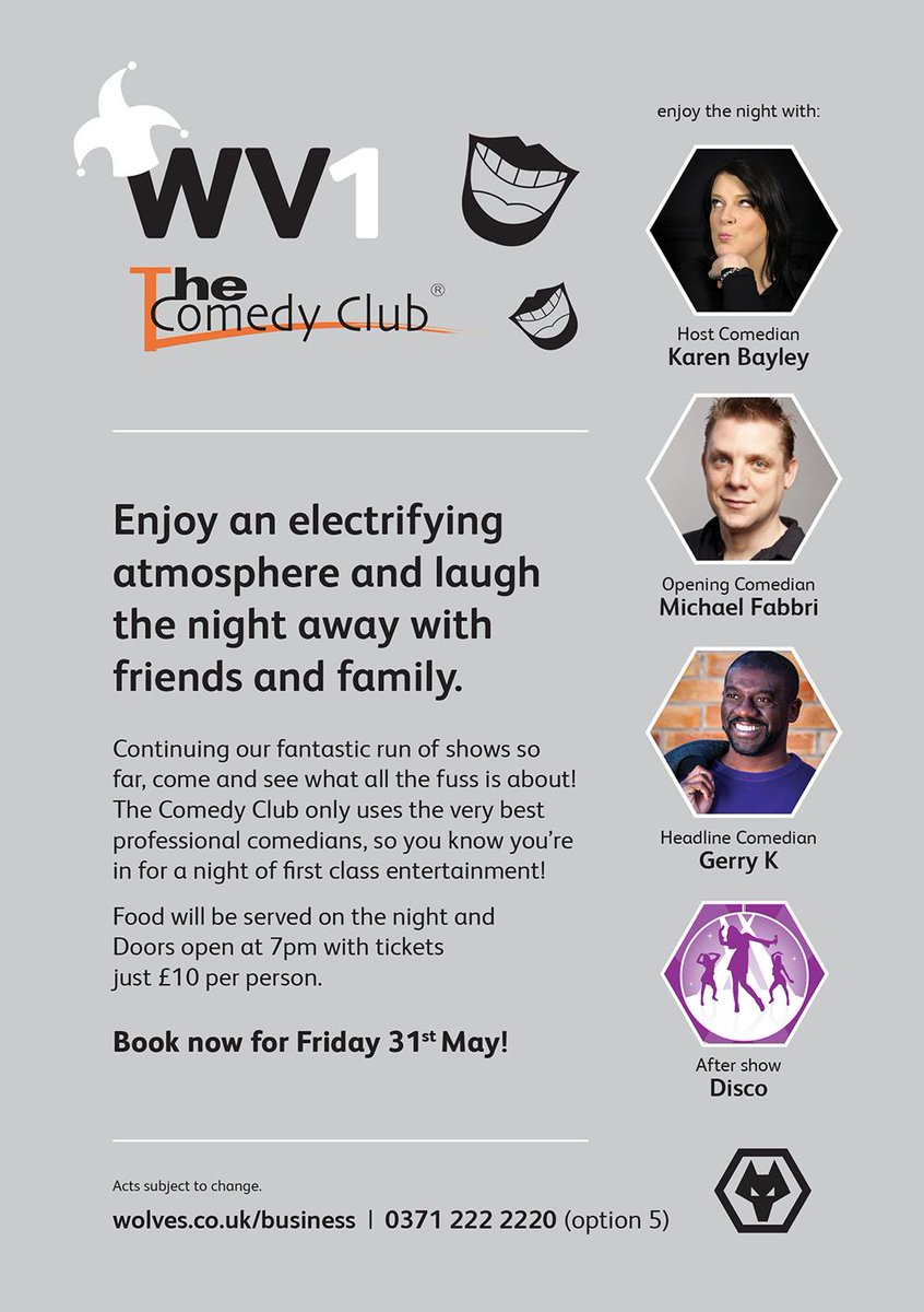 Enjoy an electrifying atmosphere and laugh the night away at our WV1 Comedy Club Night on 31st May 2019! Food will be served on the night and doors open at 7 pm with tickets just £10 per person. crowd.in/vpQuwR