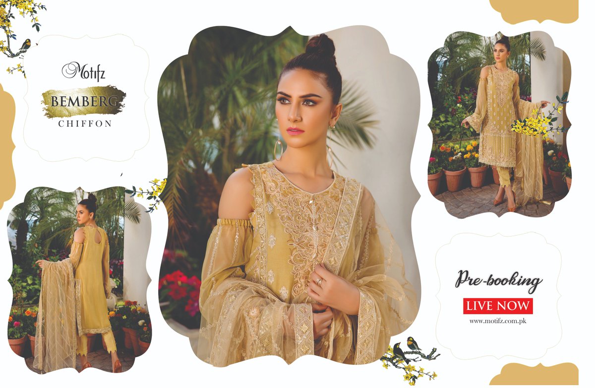 📣 📣 LIVE NOW 📣 📣

#Motifz bringing you 🔸 BEMBERG CHIFFON COLLECTION🔸
Code: 2189-MOROCCAN-MUSTARD
Price: PKR 7,490/-
EMBROIDERED BEMBERG CHIFFON UNSTITCHED
👉 PRE-BOOK NOW : bit.ly/2XbBC0g

#motifzclothing #chiffoncollection #motifzbrand #embroidered #pret #stitched