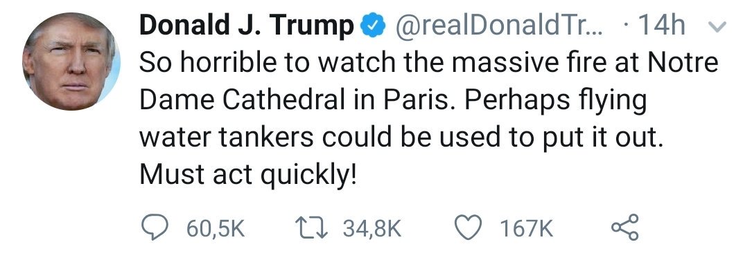 pietroraffa's tweet photo. Confrontare il tweet di #Obama su #Notre_Dame_de_Paris con quello di #Trump dà l'idea della differenza tra i due Presidenti, tra i due uomini.

Abissale.

Ci manchi, Barack https://t.co/2W7S0w2Dbb