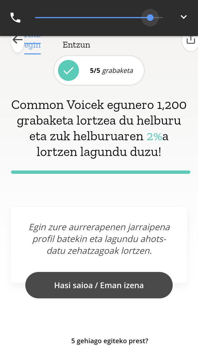 #GoogleAssistantEuskaraz
#SiriEuskaraz
#CortanaEuskaraz
@Librezale |k jarritako gaurko helburua betetzeko apur bat falta da oraindik, animatu eta parte hartu , erraza da eta: https://voice.mozilla.org/eu