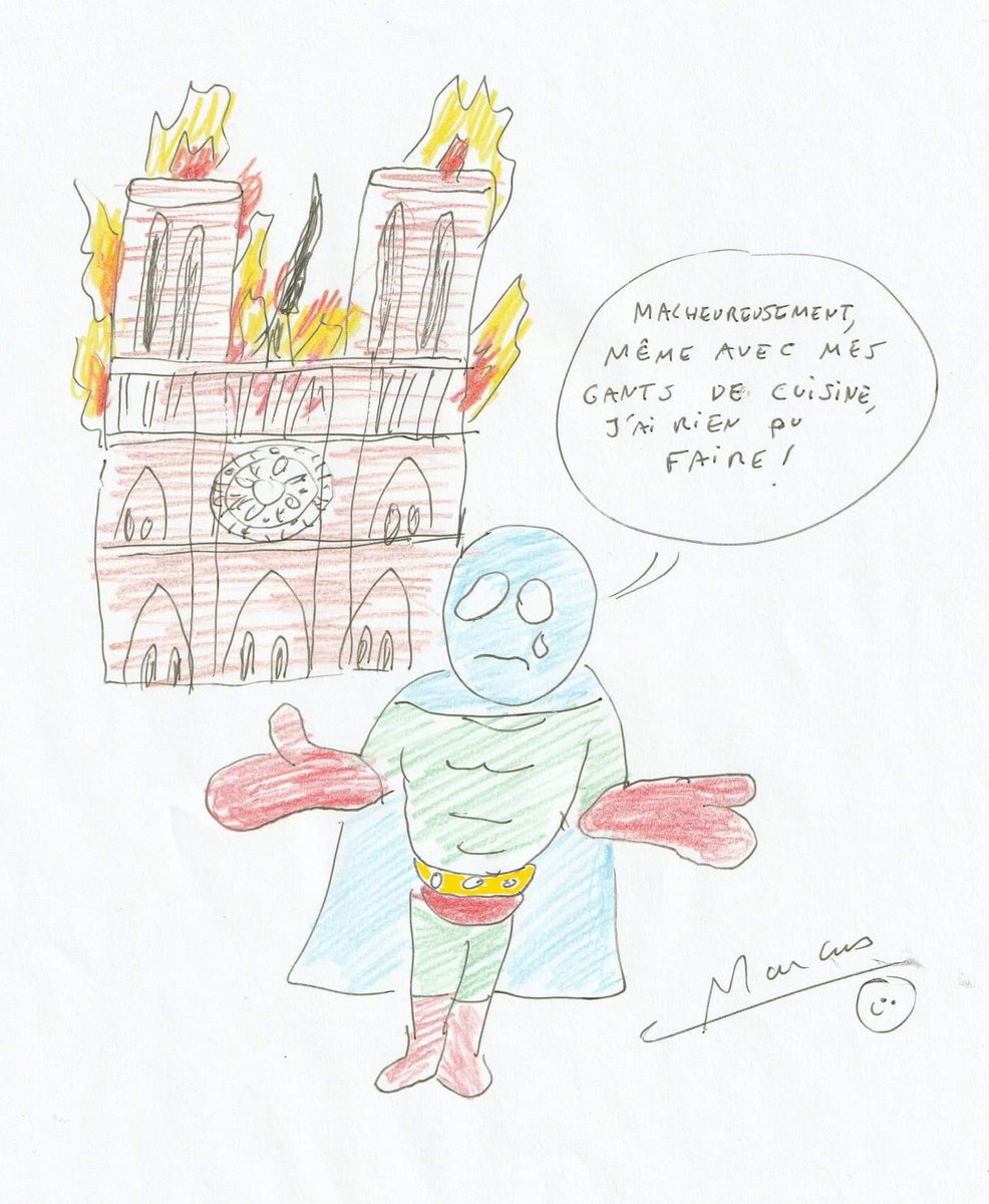 IntrepideComics's tweet photo. Dur réveil ce matin en découvran les images d'un de mes monuments préférés en flammes 😰
Si j'existais réellement, j'aurais bien sûr tout fait pour voler au secours de #NotreDame et éteindre l'incendie en mode trompe d'éléphant ! https://t.co/7Goy77qEQ7