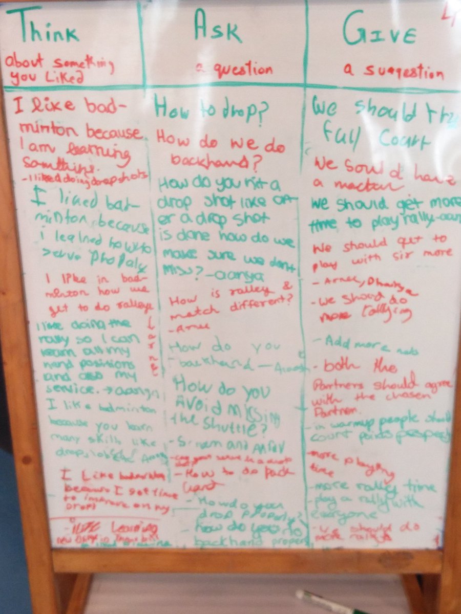 TAG T- Things I liked A- Ask a question G-Give a suggestion @ois_primary #studentagency great way to reflect as learner and as teacher #PhysEd @veenadsilva @vimi_santos @StudentsVoice