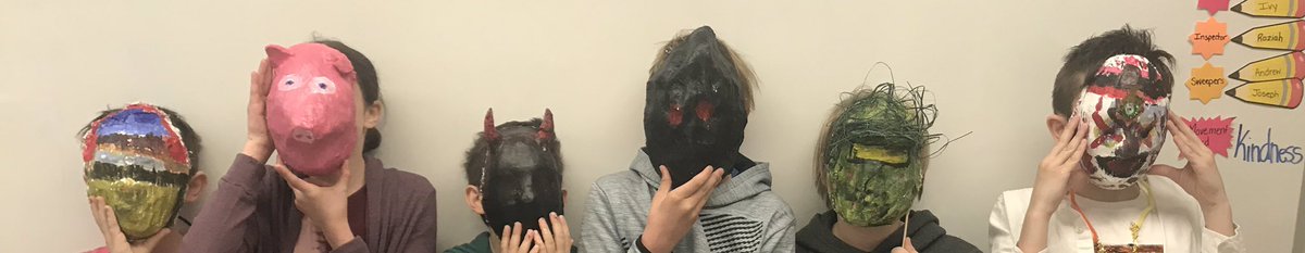 FergusonAUPS's tweet photo. Drum roll please... check out the finished products of our mythic masks! Thank you to @MacLarenArt for doing this activity with us, we had a blast!! #aups #mythicmasks #artists @allistonunion https://t.co/vES4W8pPif