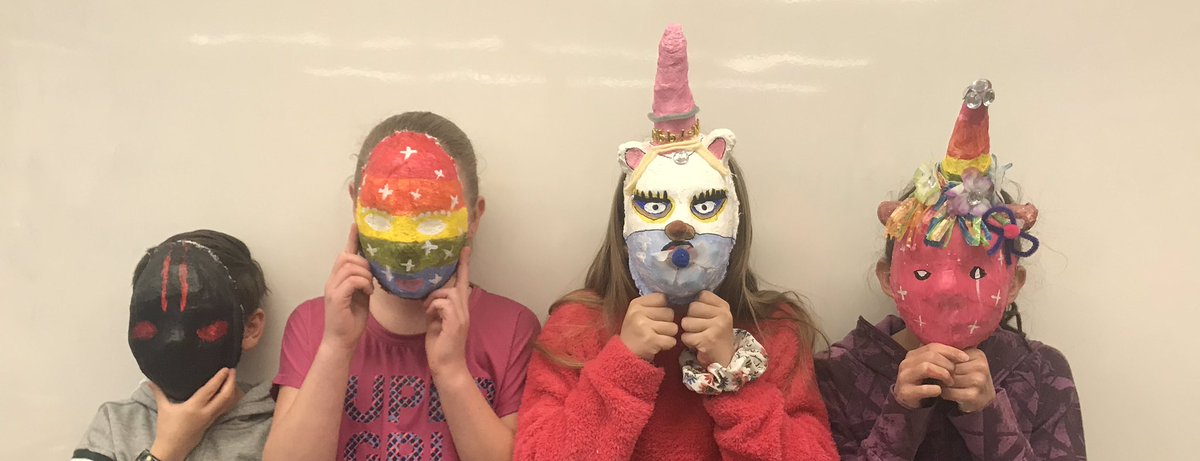 FergusonAUPS's tweet photo. Drum roll please... check out the finished products of our mythic masks! Thank you to @MacLarenArt for doing this activity with us, we had a blast!! #aups #mythicmasks #artists @allistonunion https://t.co/vES4W8pPif