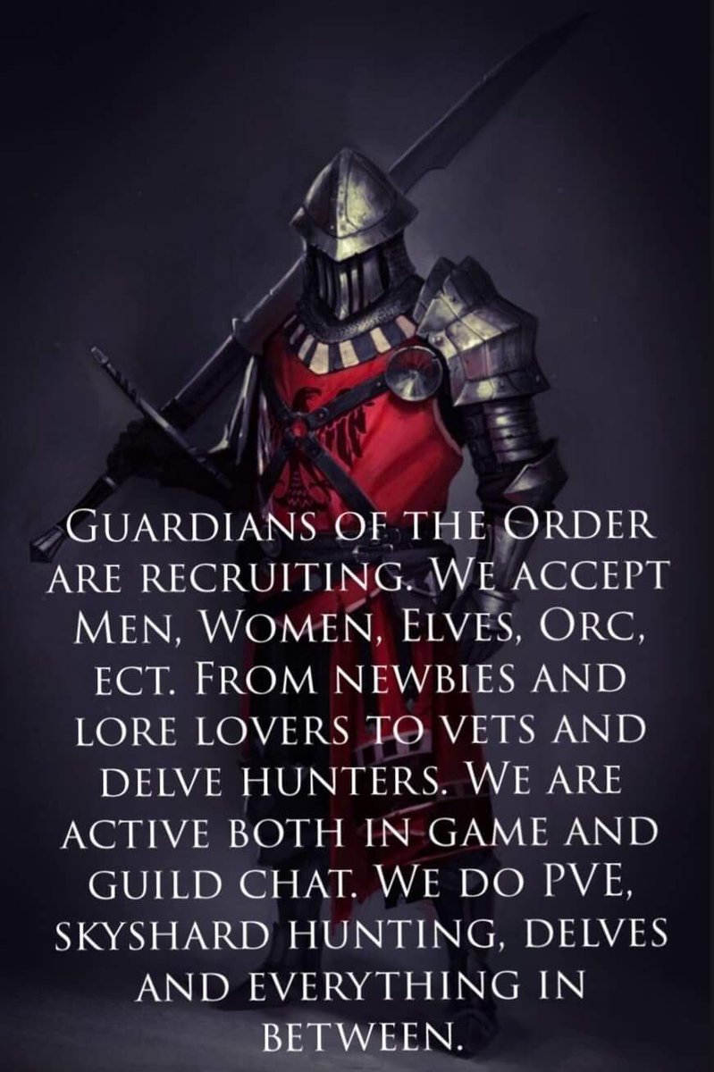 war_munger's tweet photo. We are on N/A server and in ps4. Message Darthtalon777 for guild invite! #elderscrollsonline #guildrecruiting #memberswanted https://t.co/fwHYhW9WQY