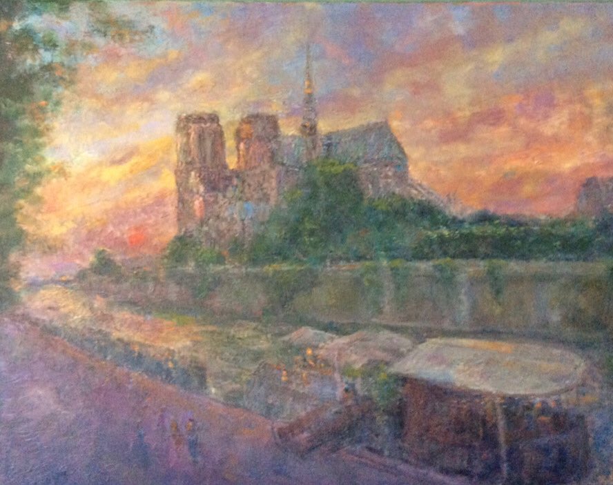 Michael J Strang ‘Notre Dame.’ Painted on location during the 1990s by our honorary member.