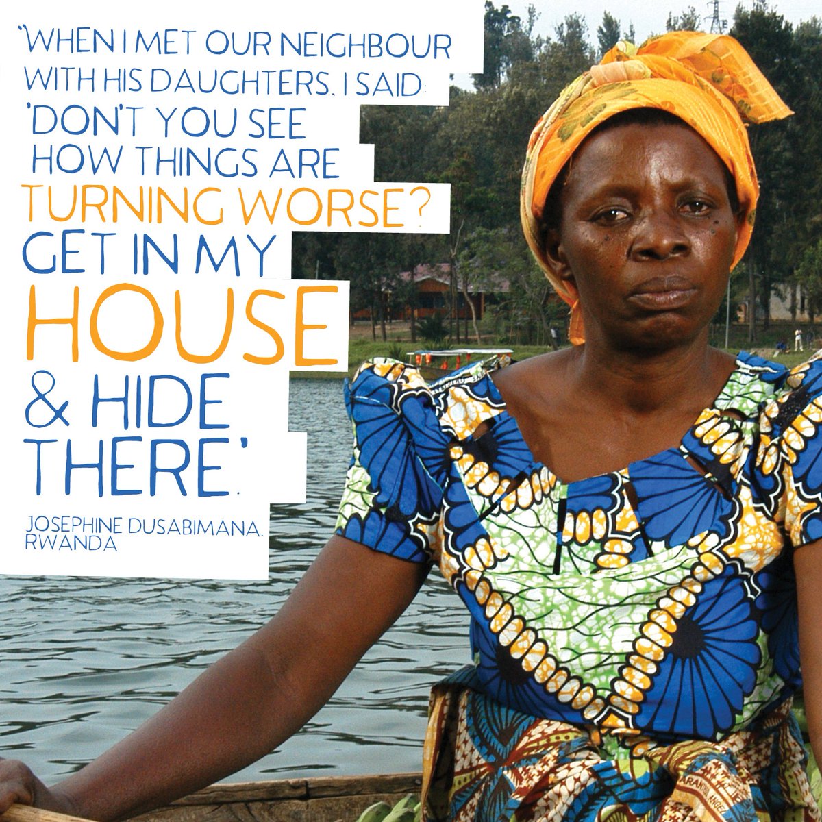 proof_media's tweet photo. In the last installment of our Rwandan Genocide remembrance, Josephine Dusabimana chose to stand up and say something when others did not.

Tomorrow we travel to Cambodia to meet The Rescuers who fought for ALL people of their country in time of Genocide.

#GenocideAwarenessMonth https://t.co/qTpSWkPRUC