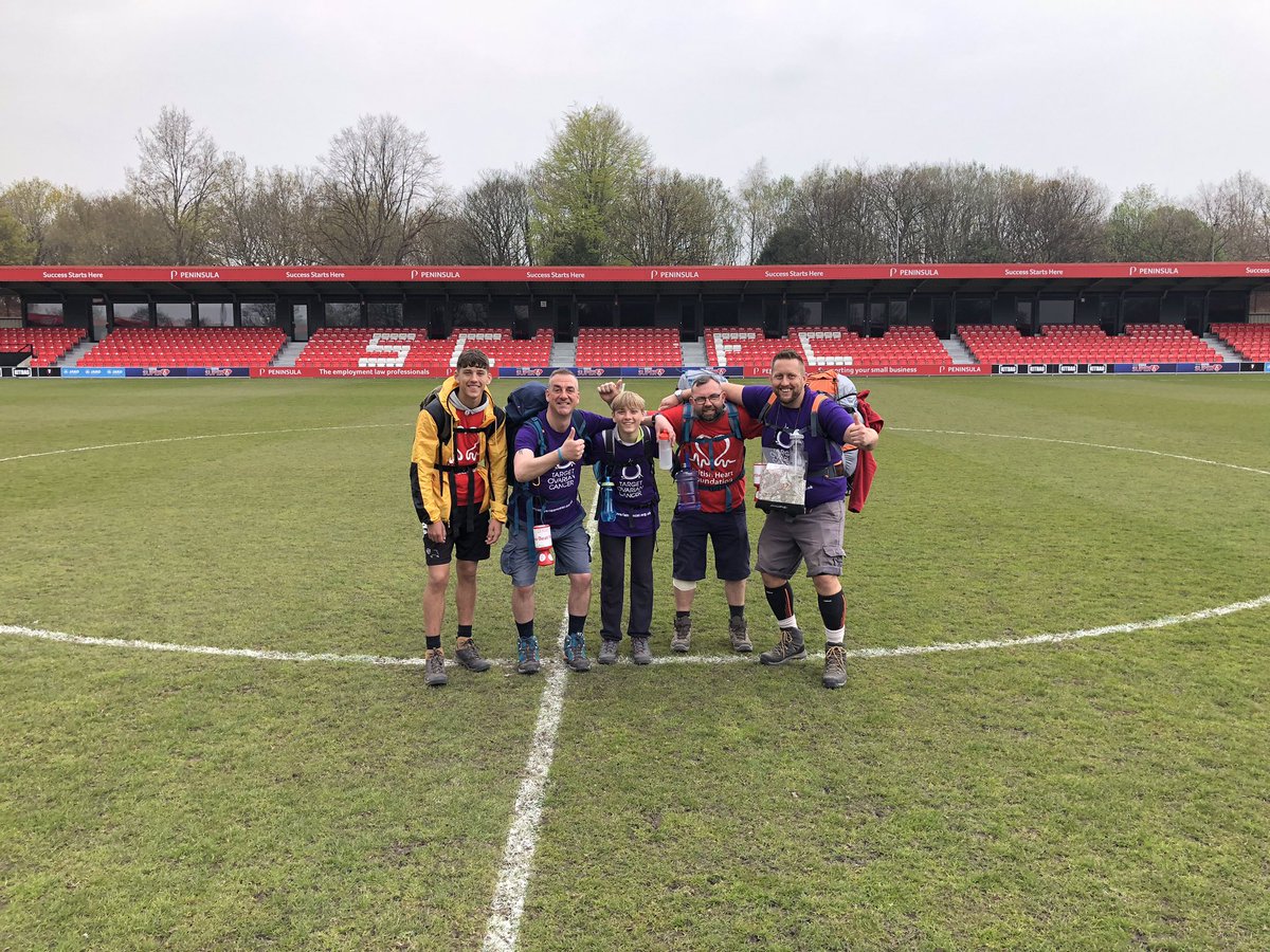 SalfordCityFC's tweet photo. Best of luck to the @stadiumkickuk team who have just been by the ground! 

They are raising money for British Heart Foundation and Target Ovarian Cancer by walking nearly 200 miles between 15 football clubs 👏 

👉 https://t.co/XuKsORtAX6 https://t.co/Xo4RfUF2aH