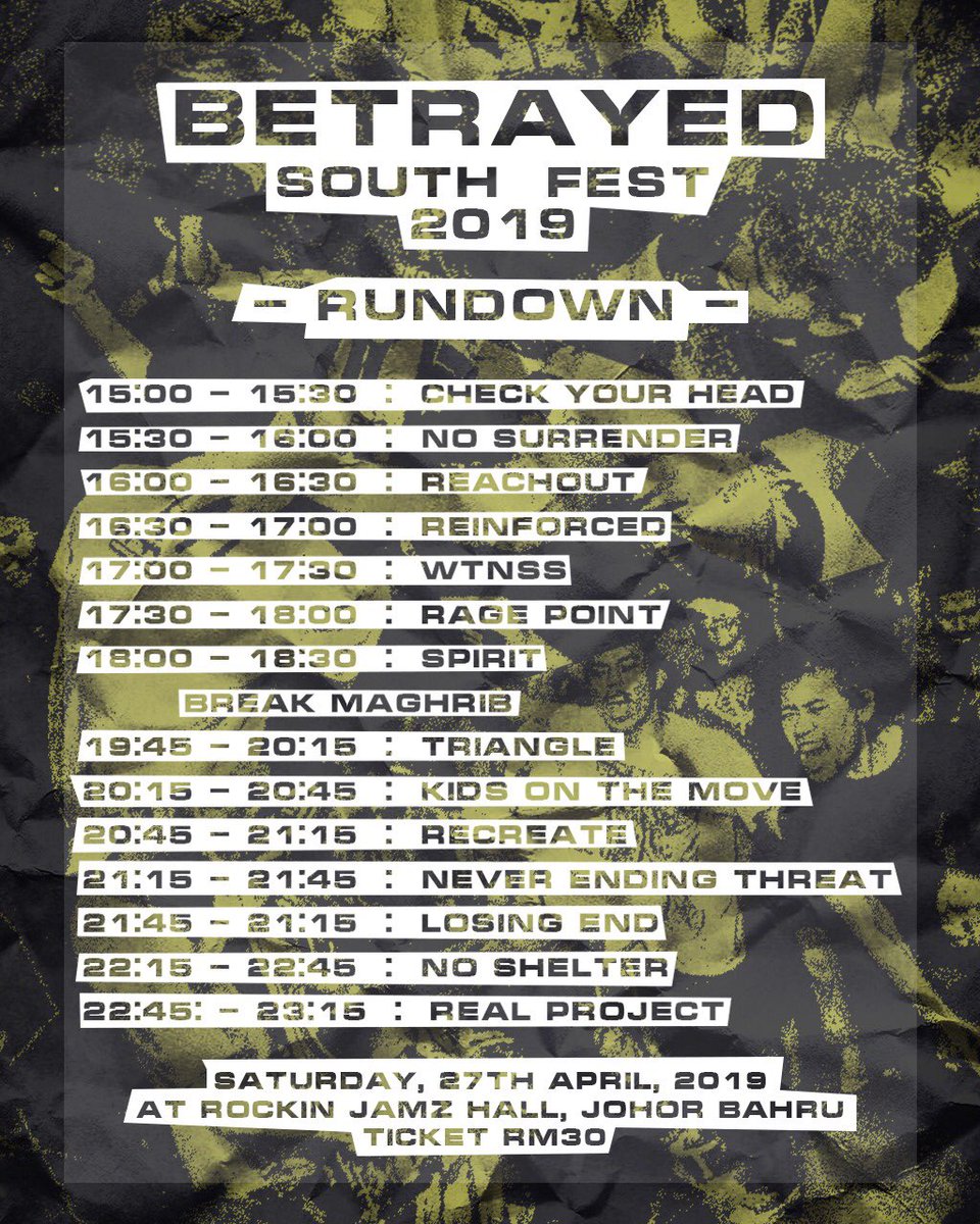 Betrayed South Fest rundown! Show starts at 3pm sharp - don’t be late. Get ready! #betrayedsouthfest2019 #betrayedrecords