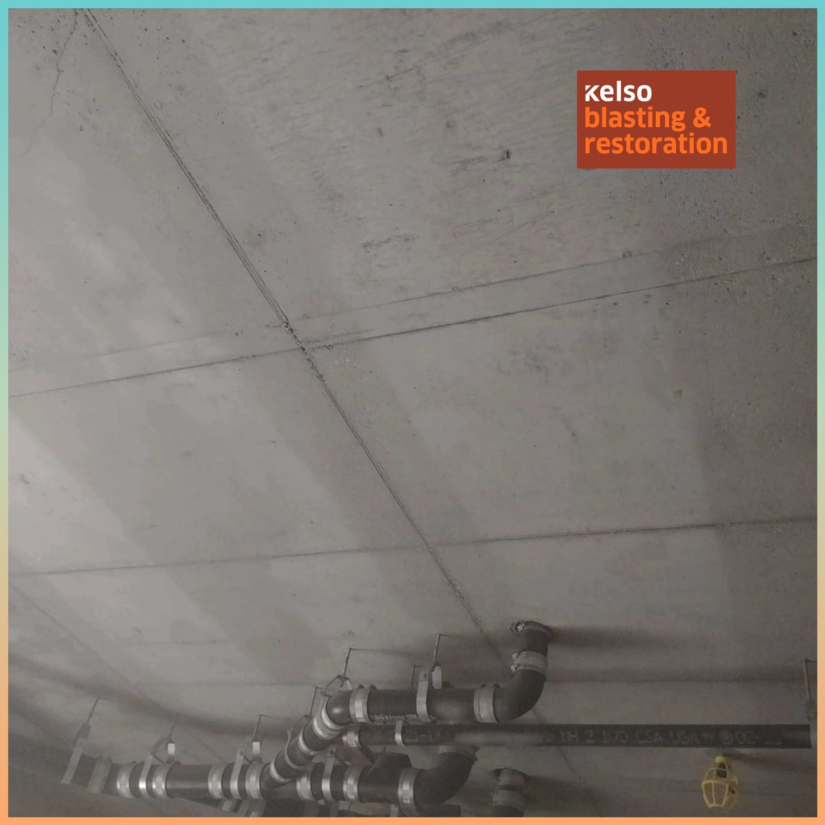 #AbrasiveBlasting of the concrete ceiling of an #underground #parkinggarage for the application of carbon fiber reinforcement. #KelsoBlastingAndRestoration #KelsoIndustrial #KelsoAbrasives #AbrasiveBlasting