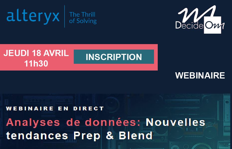 decideom's tweet image. J-2 pour vous inscrire au webinar Alteryx et y découvrir les dernières tendances en matière de #dataprep &amp;amp; #datablend. N’attendez plus : webikeo.fr/webinar/analys…