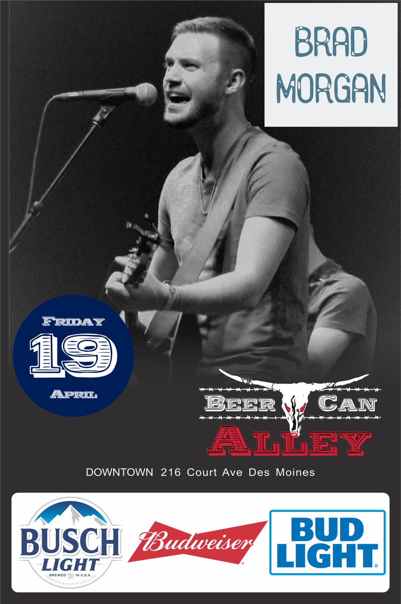 BeerCanAlleyUSA's tweet photo. We have some awesome live music coming up this weekend! We have BCA favorites Brad Morgan and Cody Hicks on stage this weekend! Hide your wives and daughters and clear your schedule because it's going to get rowdy at Beer Can Alley this weekend!
#BCALive #BCADSM #KeepinItRurual https://t.co/HBhK4sH8QU