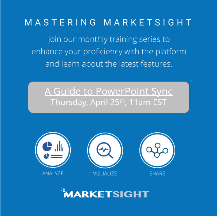 MarketSight's tweet photo. Register for a live guide to our PowerPoint Sync feature, which keeps data-driven PowerPoint charts up-to-date. Join us on April 25th. #MasteringMarketSight https://t.co/O1OzRiNjLP https://t.co/fWw3AOs1wN