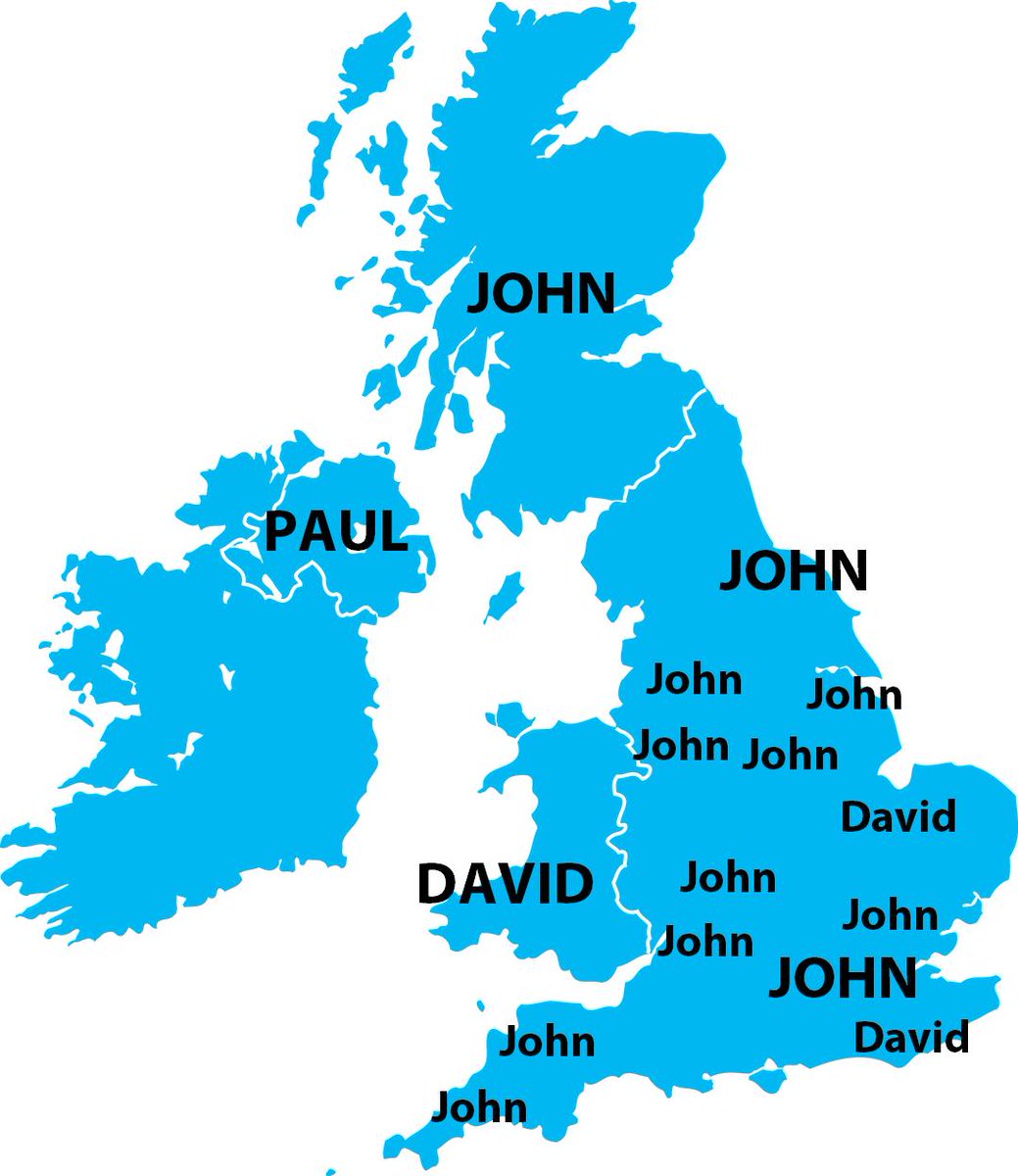 So having analysed the names of 20,000-odd councillors I was going to do a map showing the most common local politicians' names in different places. Only problem is you end up with A GREAT BIG MAP OF JOHN