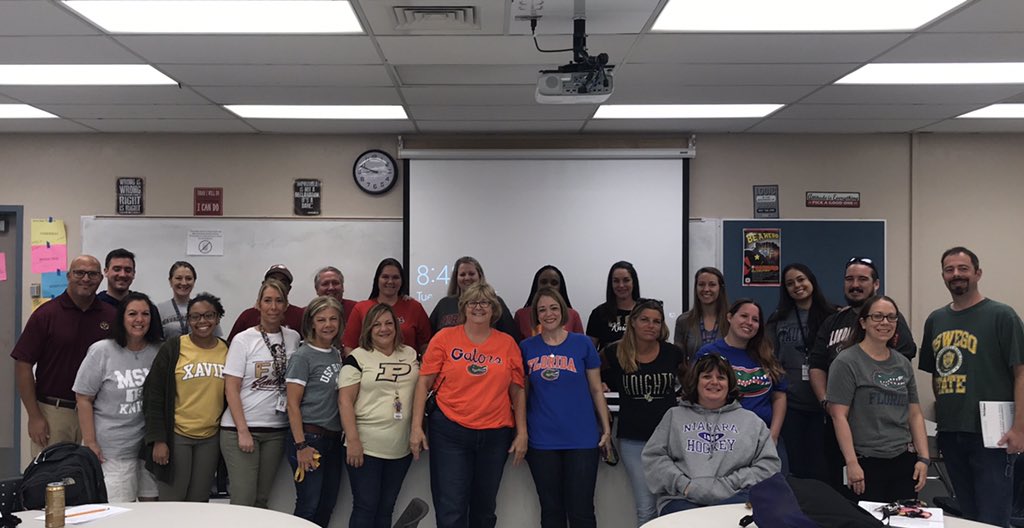 AP_Turner25's tweet image. Our teachers &amp;amp; staff are ready for day 2, showing their college pride! #AVIDAwarenessWeek @Vela_Ldrshp @MsColleenCarney