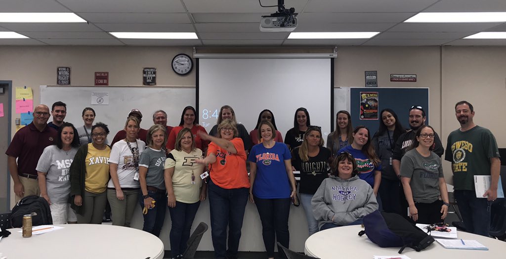 AP_Turner25's tweet image. Our teachers &amp;amp; staff are ready for day 2, showing their college pride! #AVIDAwarenessWeek @Vela_Ldrshp @MsColleenCarney