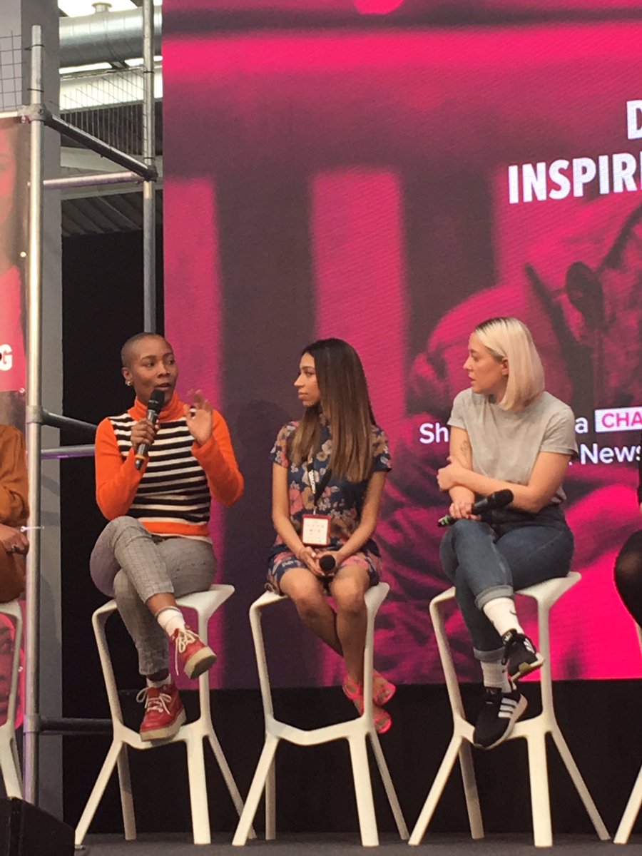 The speaker in the middle is the creator of <a href="/KohlKreatives/">Kohl Kreatives</a> who runs (free!) Makeup workshops for people with disabilities, and people transitioning, to help anyone use makeup to feel better. Really interested to see how I can help their mission. #YMS19