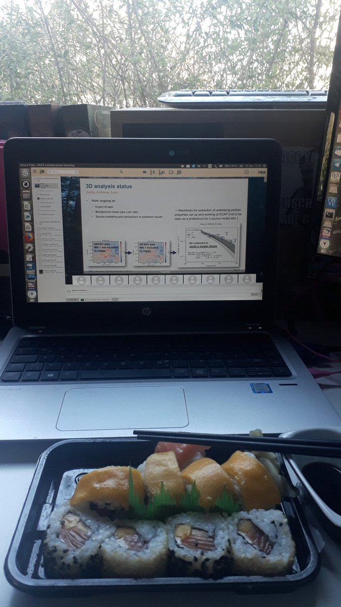 Schackii_C's tweet photo. Eating sushi and listening to a talk given by @ohmar81 at the @hesstelescopes collaboration meeting talking about #Westerlund1 incl. parts of my #MasterThesis. Thanks for mentioning, Stefan.
#WomenInSTEM #Physics #happy https://t.co/KNzHuEj4er