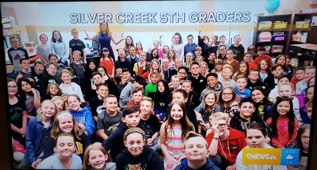 SCE_Principal's tweet photo. Silver Creek Elementary would love to give a big THANK YOU to @KylieBearseWX from @9NEWS for speaking to our 5th grade students about weather. The students and staff had many amazing things to say regarding the presentation. #ShineLikeItDoes https://t.co/WI28kAAwBD