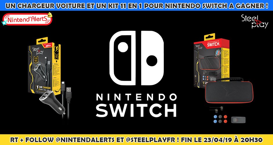 AlertEtGo's tweet image. Concours : Un chargeur voiture et un kit 11 en 1 pour Nintendo Switch à gagner ! Follow @nintendalerts et @steelplayFR ! Fin le 23/04 à 20h30 !