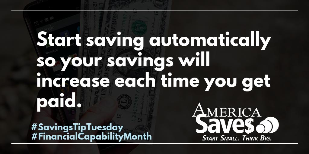 CESISolutions's tweet photo. Automating your savings can take the guesswork out of reaching your savings goals. Make sure to set up automated regular transfers with your bank or credit union.https://t.co/gckdcLdxIz @AmericaSaves #SavingsTipTuesday #FinancialCapabilityMonth https://t.co/wbmhkrKv8o
