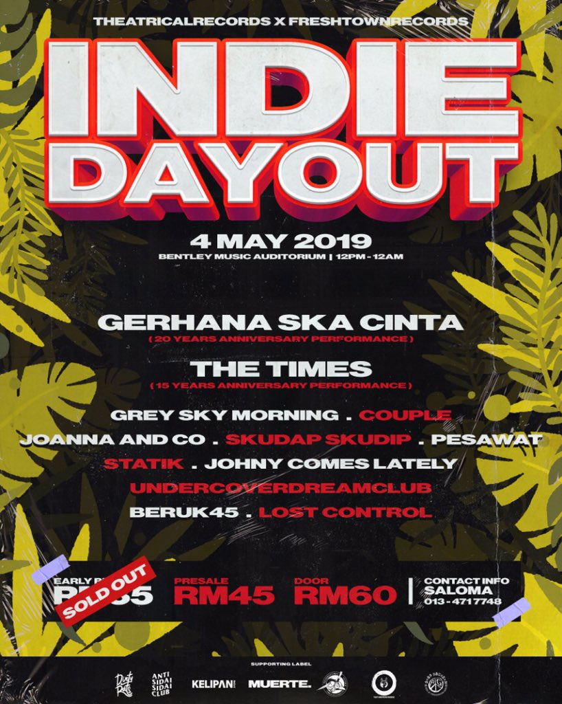 ANAK ANAK INDIE SEKALIAN MARI KITA BERDANSA BERSAMA BULAN DEPAN!! HUBUNGI CIK SALOMA UNTUK DAPAT TIKET ANDA SEBELUM TERLAMBAT!! #theatricalrecords @freshtownHC #indiedayout #rockheadmalaya