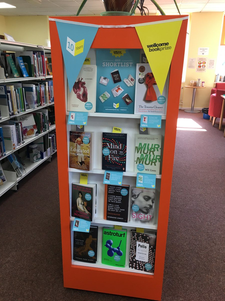 nhctls's tweet photo. We have all the @wellcomebookprize books in our libraries. Come and have a look! @readingagency #curiousdisplay #WBP2019 https://t.co/NdAxVjDCv7
