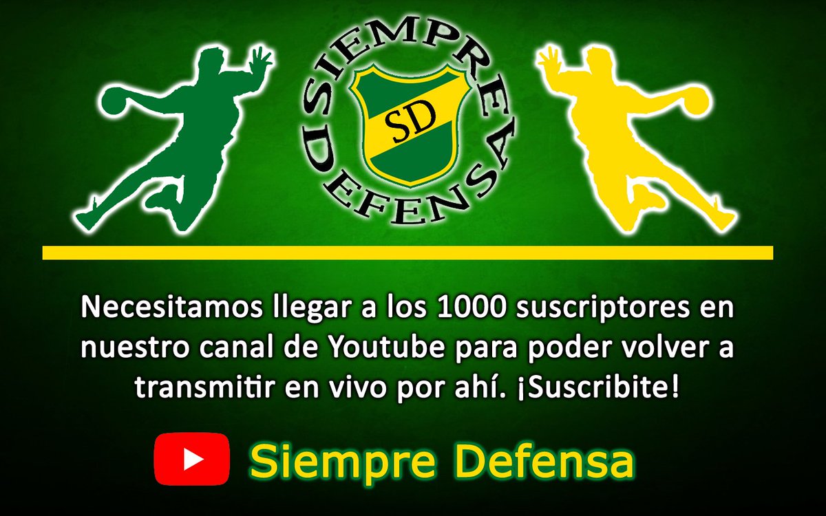 Nos falta muy poco para poder llegar a los 1000 y poder volver a transmitir en vivo desde esa plataforma, como lo veníamos haciendo con los partidos de <a href="/HDefensa/">Defensa Handball</a>.

Si todavía no lo hiciste, suscribite y ayudanos dando retweet. ¡Gracias! 🔰