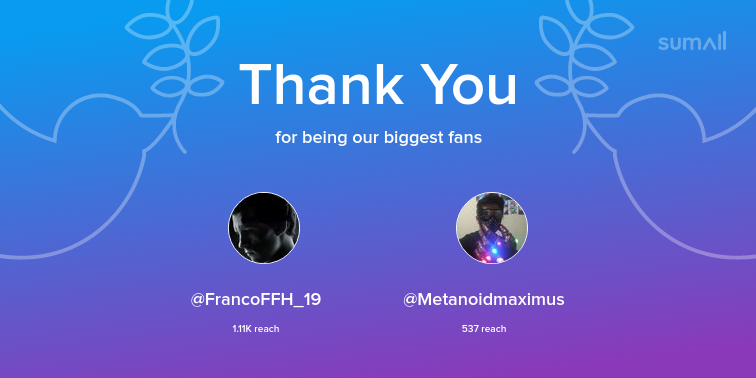 Fernand51247392's tweet photo. Our biggest fans this week: @FrancoFFH_19, @Metanoidmaximus. Thank you! via https://t.co/lIx7zq251i https://t.co/F05AeJ69VB