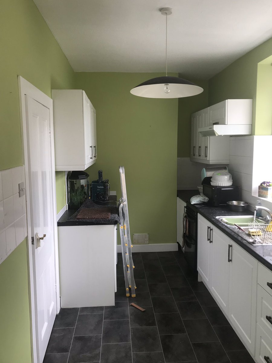 Kitchen done @CrownTradePaint mojito on the walls, and fastflow satin woodwork #sjh