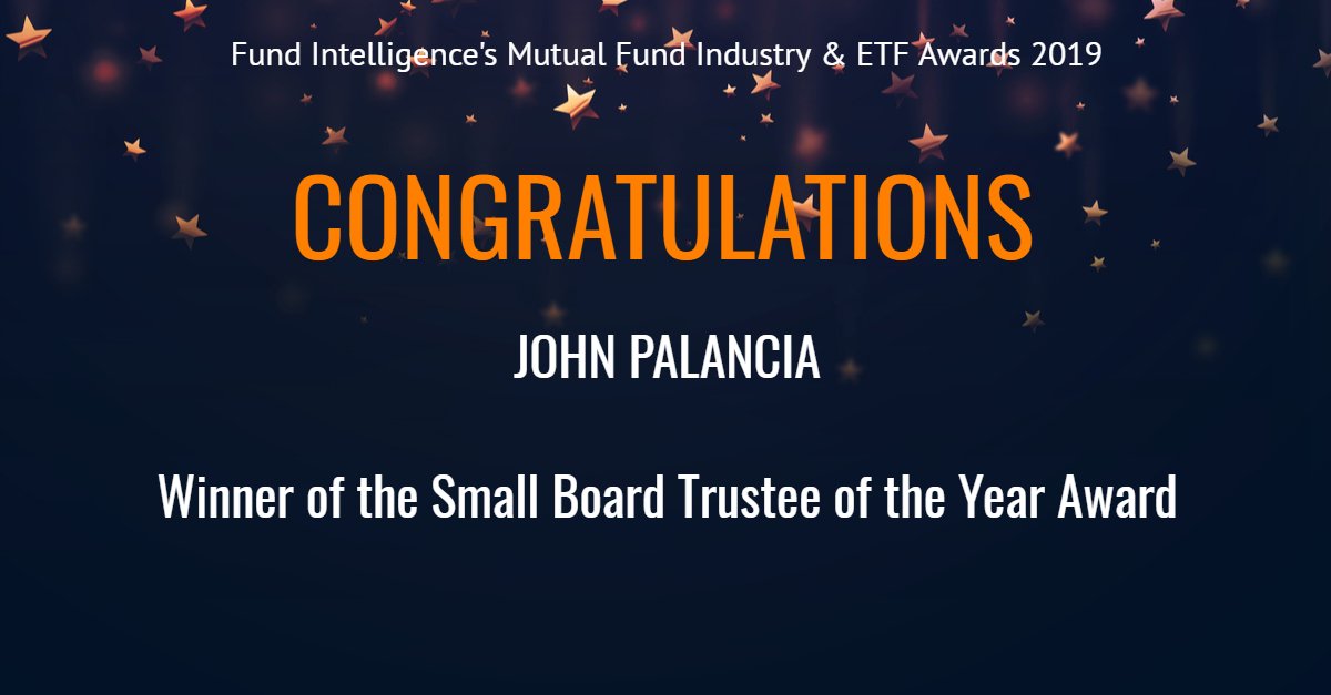 We are pleased to congratulate our board member, John Palancia, on his award for Small Board Trustee of the Year. Well deserved John!