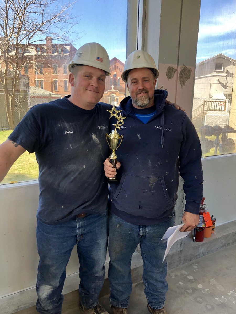 NicholsTeamROC's tweet image. Last week we held a company meeting at the Uncommon Schools Rochester Prep West Campus project. Pictured below, Jaden passed the Way To Go award on to Brett! #WayToGo #Team #OngoingProjects #Rochester