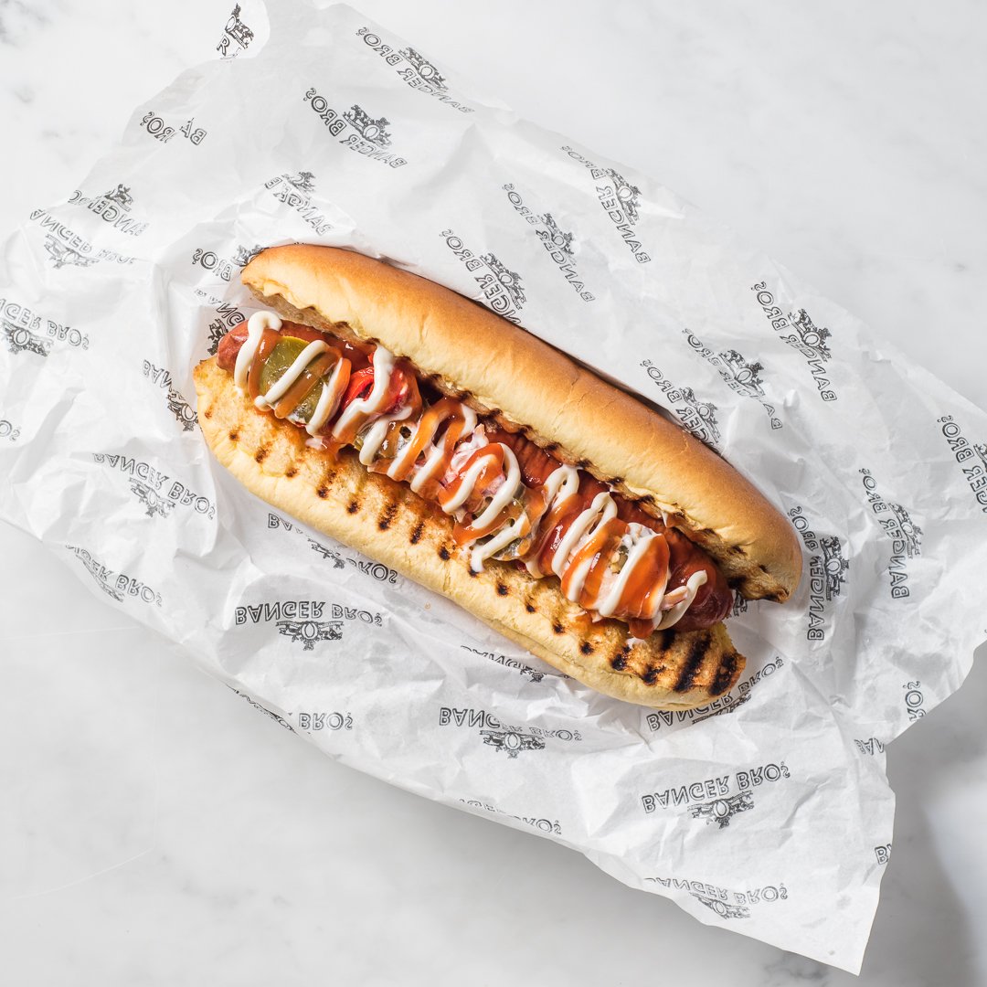 Introducing the Hot Hot Dog! This one's for those of you who like a little spice in your life - Piquillo &amp; Jalapeño Peppers, hot chipotle sauce, aioli &amp; red onion accompany our Bockwurst sausage in brioche.
.
.
#food #sausage #hotdog #spice #foodie #bangerbros #streetfood #hot